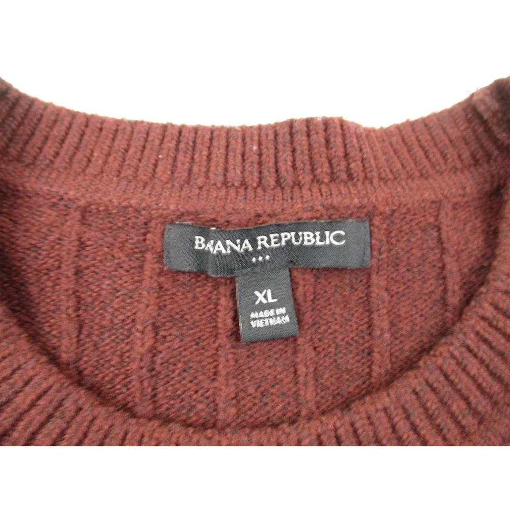 Banana Republic Sweater Mens XL Brown Ribbed Knit Crewneck Cotton Blend 1166